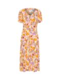 Saint Tropez Eiko V-neck Short Sleeve Maxi Dress, Ice Flower Art