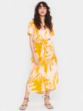 Saint Tropez Blanca Leaf Print Midi Shirt Dress, Apricot/Multi