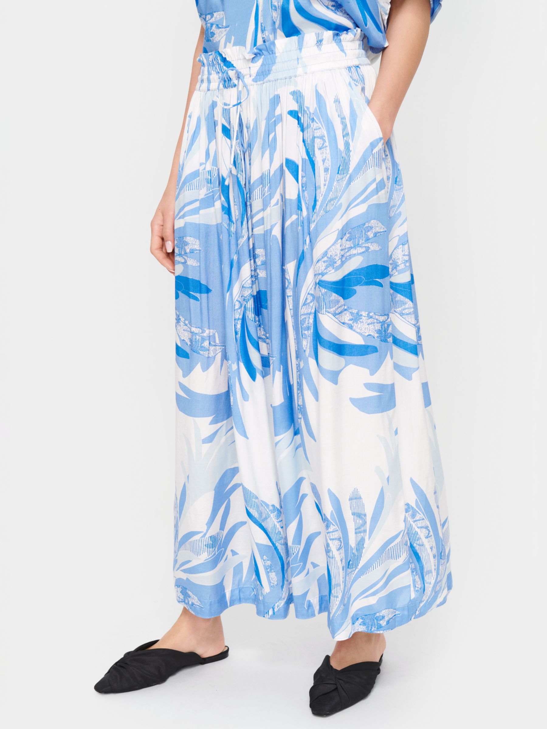 Buy Saint Tropez Evette Leaf Print Maxi Skirt, Blue/White Online at johnlewis.com