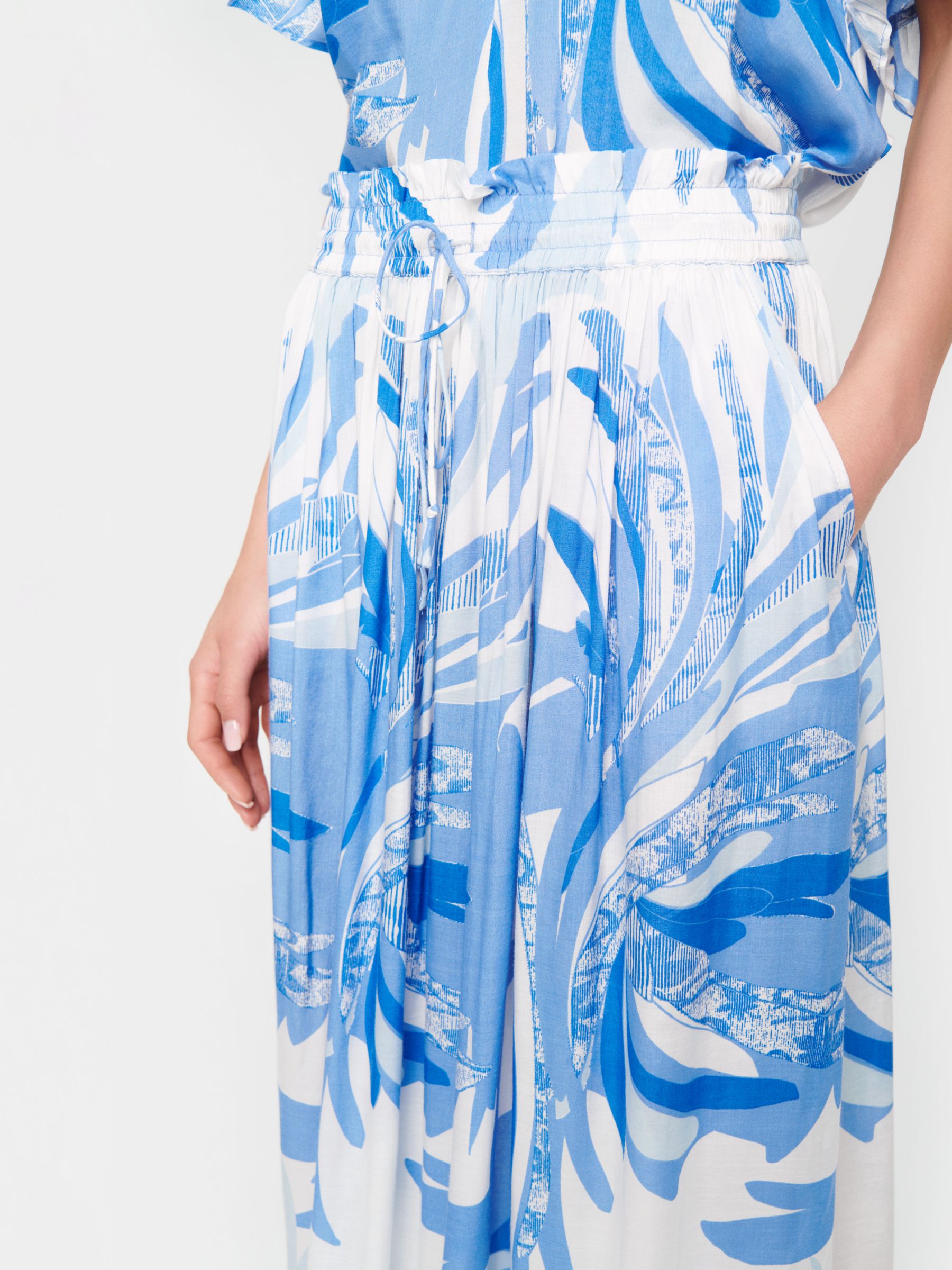 Buy Saint Tropez Evette Leaf Print Maxi Skirt, Blue/White Online at johnlewis.com
