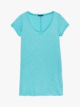 SISLEY V-Neck Cotton Blend T-Shirt, Bright Blue