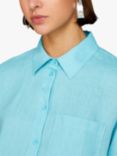 SISLEY Linen Long Sleeve Shirt, Blue