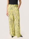 Soaked In Luxury Zaya Wide Leg High Waisted Trousers, Endive Traces