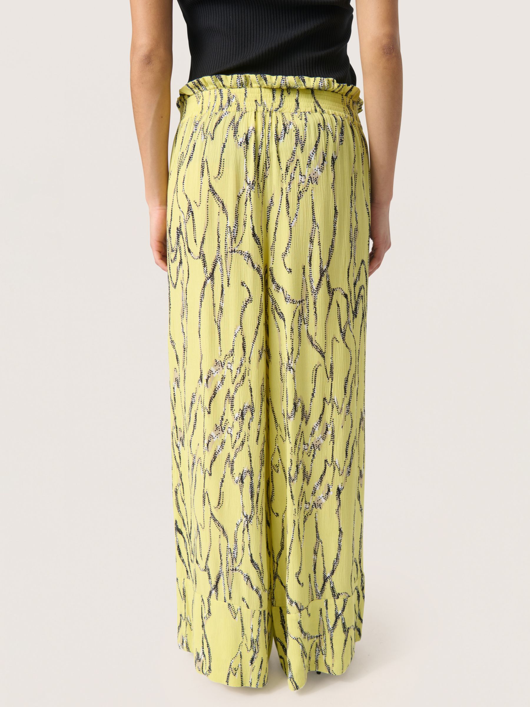 Soaked In Luxury Zaya Wide Leg High Waisted Trousers, Endive Traces, XS