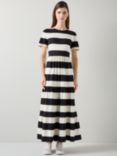 L.K.Bennett Leigh Stripe Jersey Dress, Black/Cream