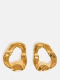 Jigsaw Molten Loop Earrings, Gold