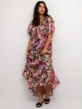 KAFFE Alina Floral Print V-Neck Maxi Dress, Multi