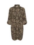 KAFFE Milia Zebra Print Shirt Dress, Brown/Black