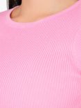 A-VIEW Rib Knit Short Sleeve Top, Pink
