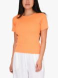 A-VIEW Rib Knit Short Sleeve Top, Orange