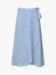 A-VIEW Peony Ditsy Floral Print Wrap Midi Skirt, Sky Blue