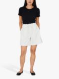 A-VIEW Lerke Striped Linen Blend Shorts, Off White/Black