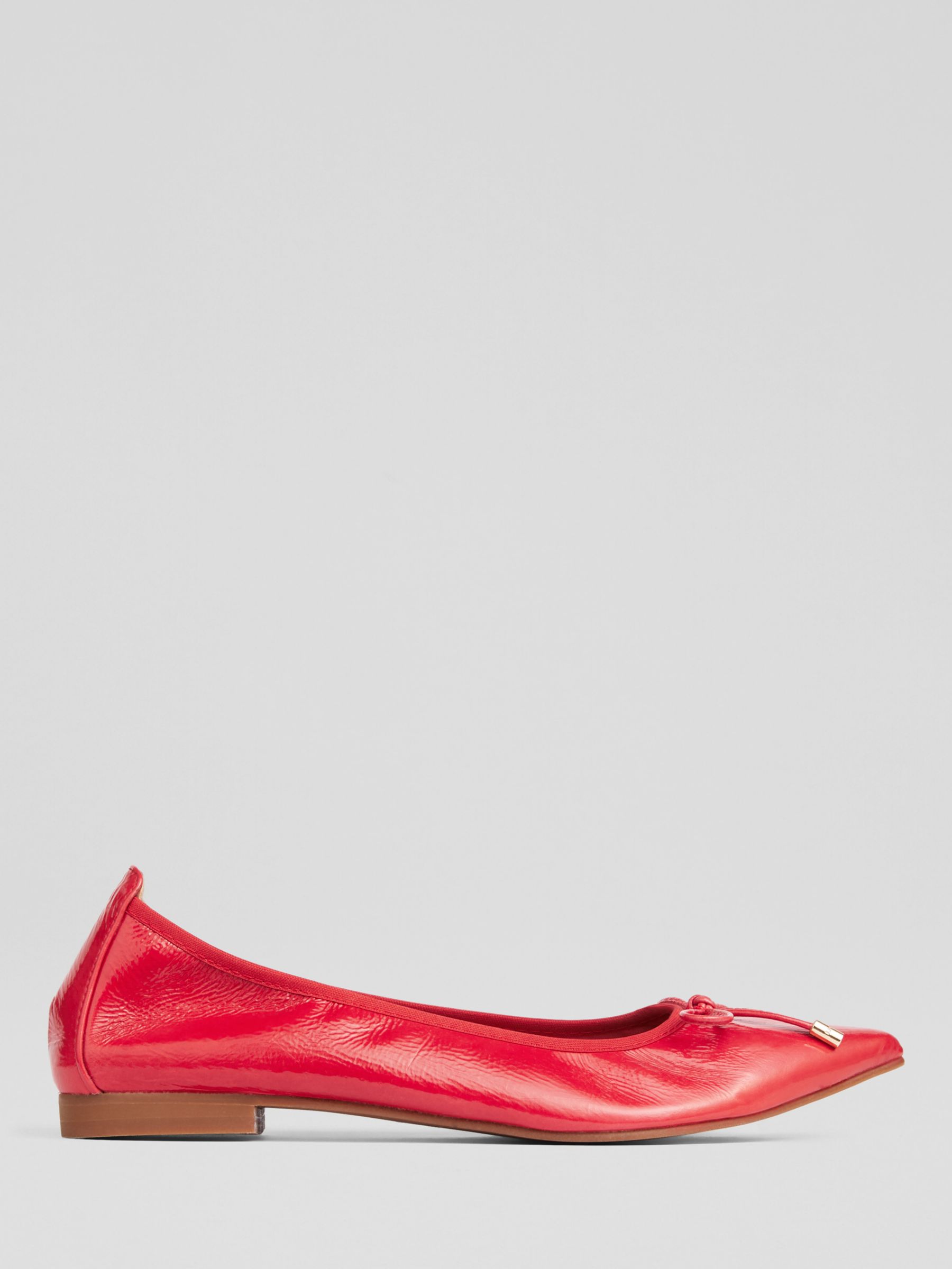 L.K.Bennett Tilly Crinkled Leather Ballet Pumps, Pin-raspberry, 2