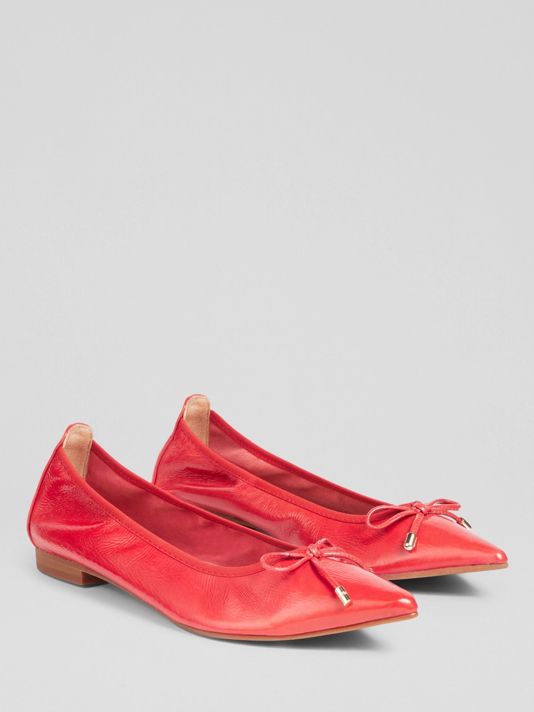 L.K.Bennett Tilly Crinkled Leather Ballet Pumps, Pin-raspberry, 2