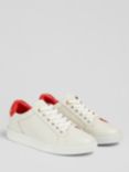 L.K.Bennett Signature Leather Trainers, White/Red