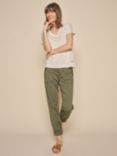 MOS MOSH Naomi Embroidered Mid Waist Trousers, Dusty Olive