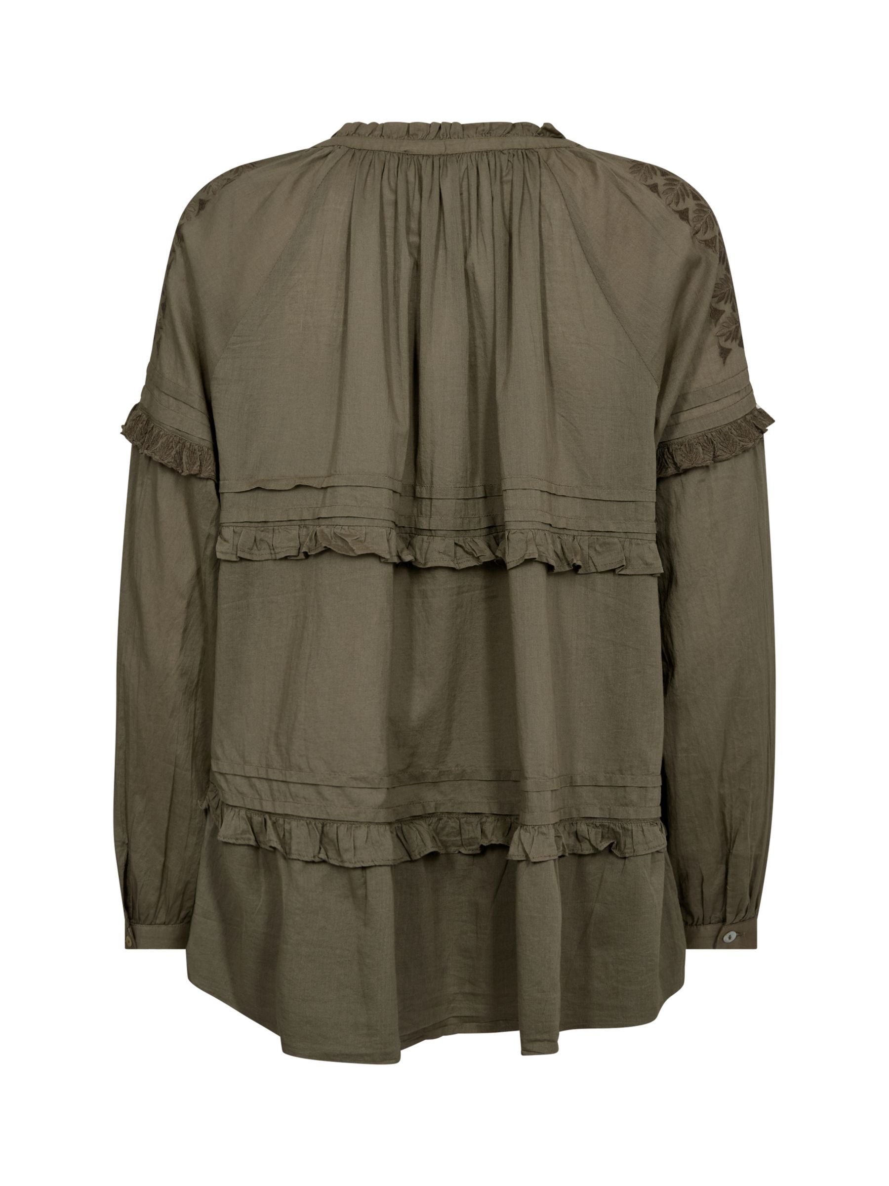 MOS MOSH Lou Cotton Voile Embroidered Blouse, Dusty Olive, XS