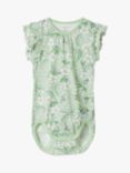 Polarn O. Pyret Baby Organic Cotton Blend Daisy Print Ruffle Sleeve Bodysuit, Green