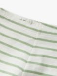 Polarn O. Pyret Baby Organic Cotton Striped Leggings, White/Green