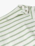 Polarn O. Pyret Baby Organic Cotton Bretton Stripe T-Shirt, White/Green
