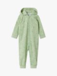 Polarn O. Pyret Baby Organic Cotton Blend Bee Print Hooded All-In-One Suit, Green