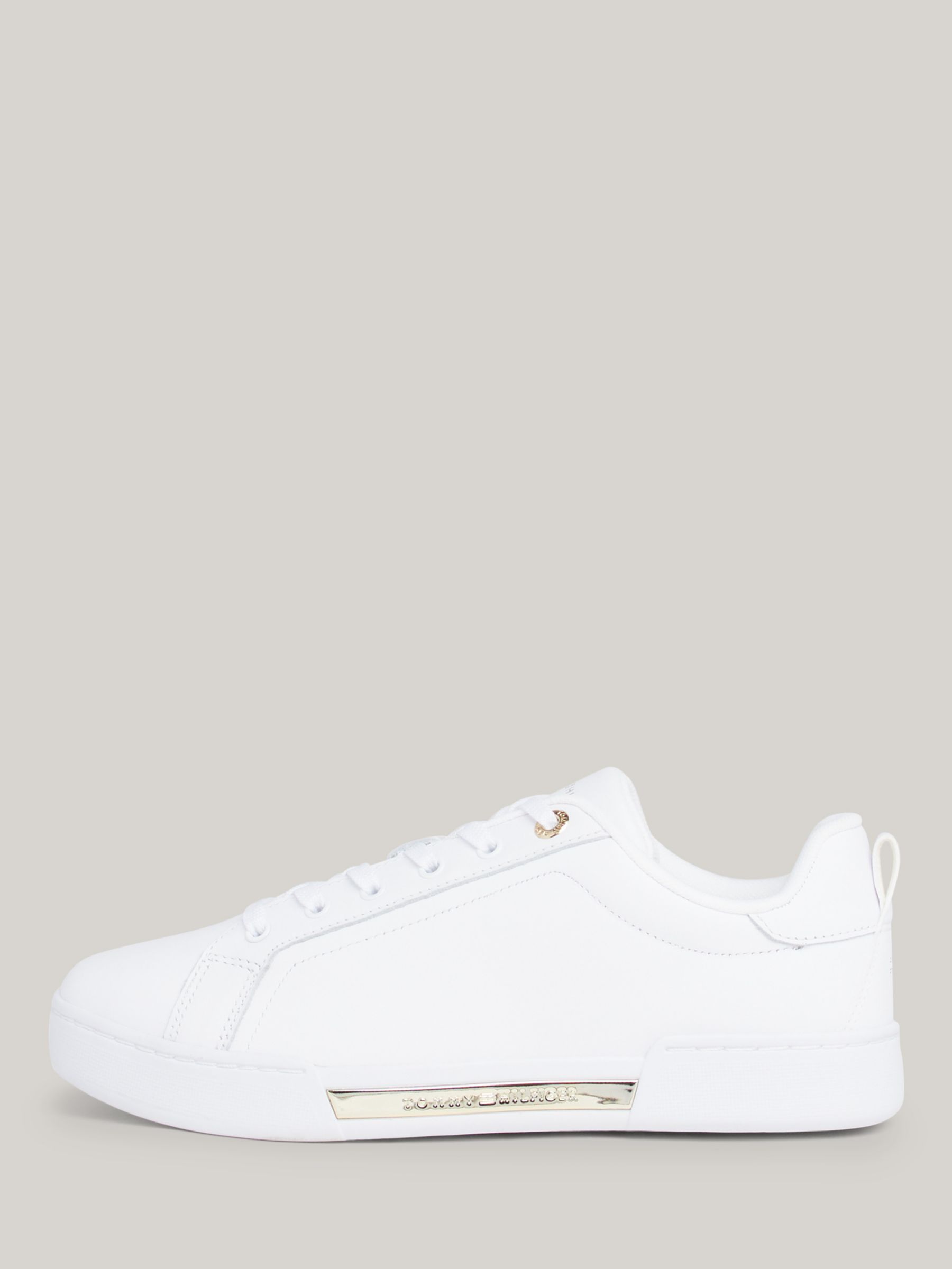 Tommy Hilfiger Chique Leather Court Trainers, White, 3