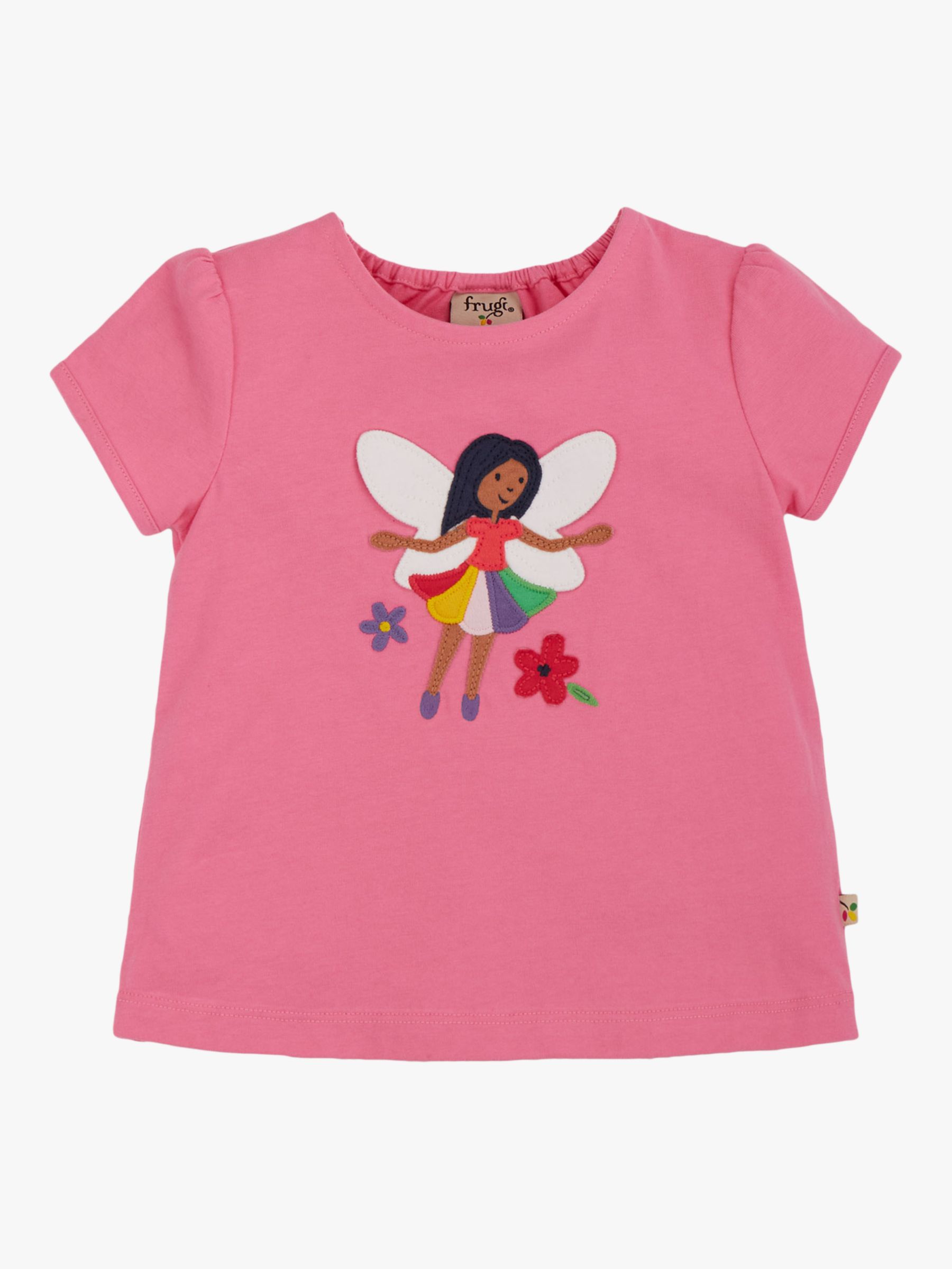 Buy Frugi Baby Lia Organic Cotton Piskie Applique T-Shirt, Mid Pink/Multi Online at johnlewis.com