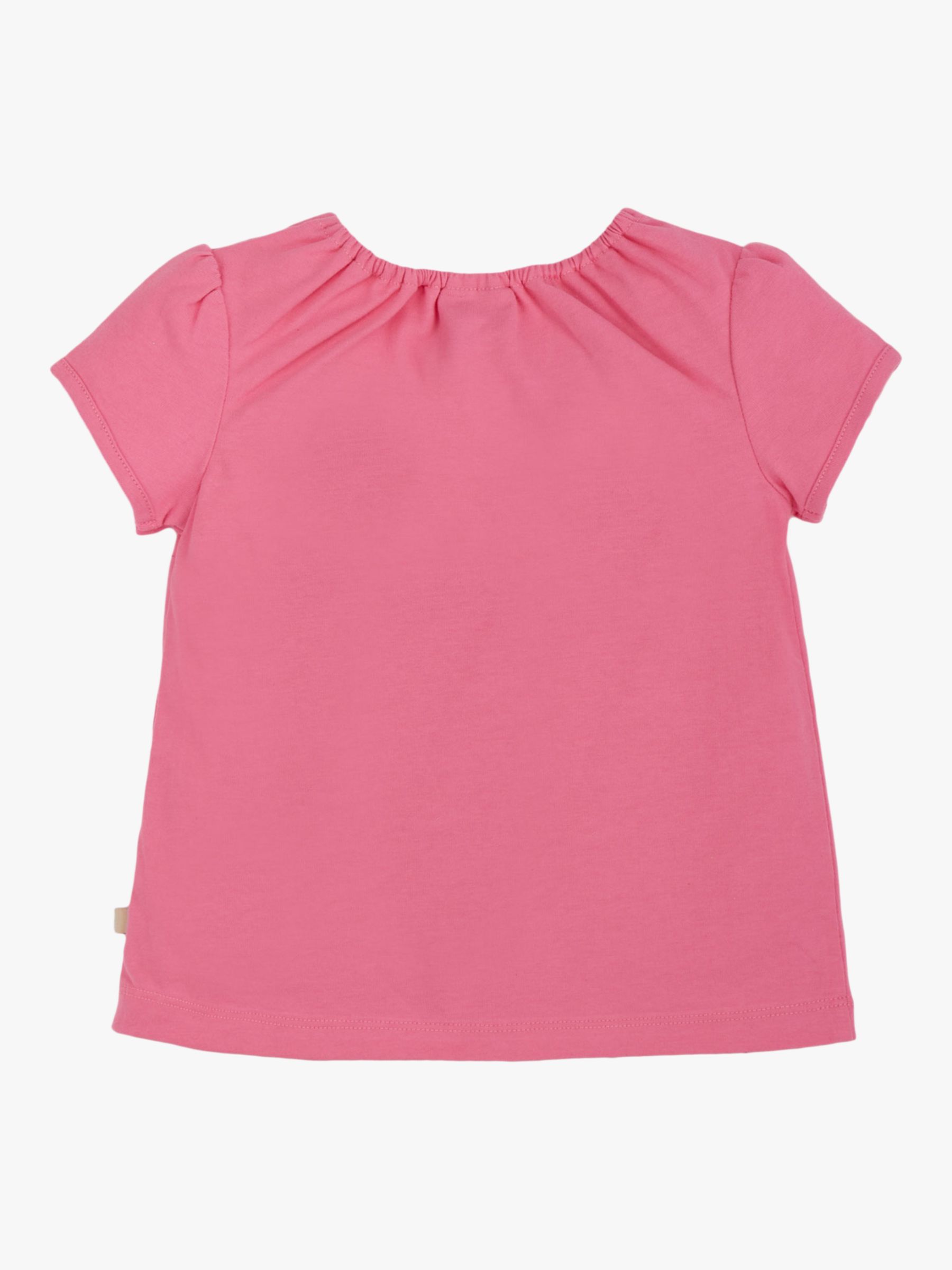 Frugi Baby Lia Organic Cotton Piskie Applique T-Shirt, Mid Pink/Multi, 4-5 years