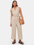 Whistles Bella Linen Wrap Neck Jumpsuit, Neutral