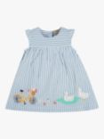 Frugi Baby Birdie Body Organic Cotton Dress, Beach Hut Blue/Multi