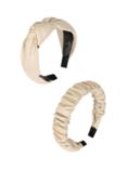 HotSquash Faux Leather Headbands, Set of 2, Pastel Cream