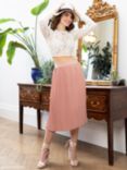 HotSquash Pleated Midi Skirt, Dusty Pink