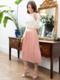 HotSquash Pleated Midi Skirt, Dusty Pink