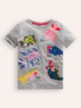 Mini Boden Kids' Weird & Wonderful Fish T-Shirt, Grey Marl
