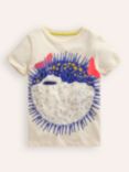 Mini Boden Kids' Pufferfish Print T-Shirt, Vanilla Pod