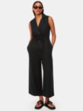 Whistles Bella Linen Wrap Neck Jumpsuit, Black