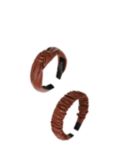 HotSquash Faux Leather Headbands, Pack of 2, Hazel Brown