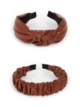 HotSquash Faux Leather Headbands, Pack of 2, Hazel Brown