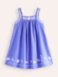 Mini Boden Kids Sea Reef Embroidered Twirly Dress, Wisteria Blue