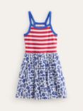 Mini Boden Kids' Seahorse Print Strappy Hotchpotch Dress, Blue/Multi