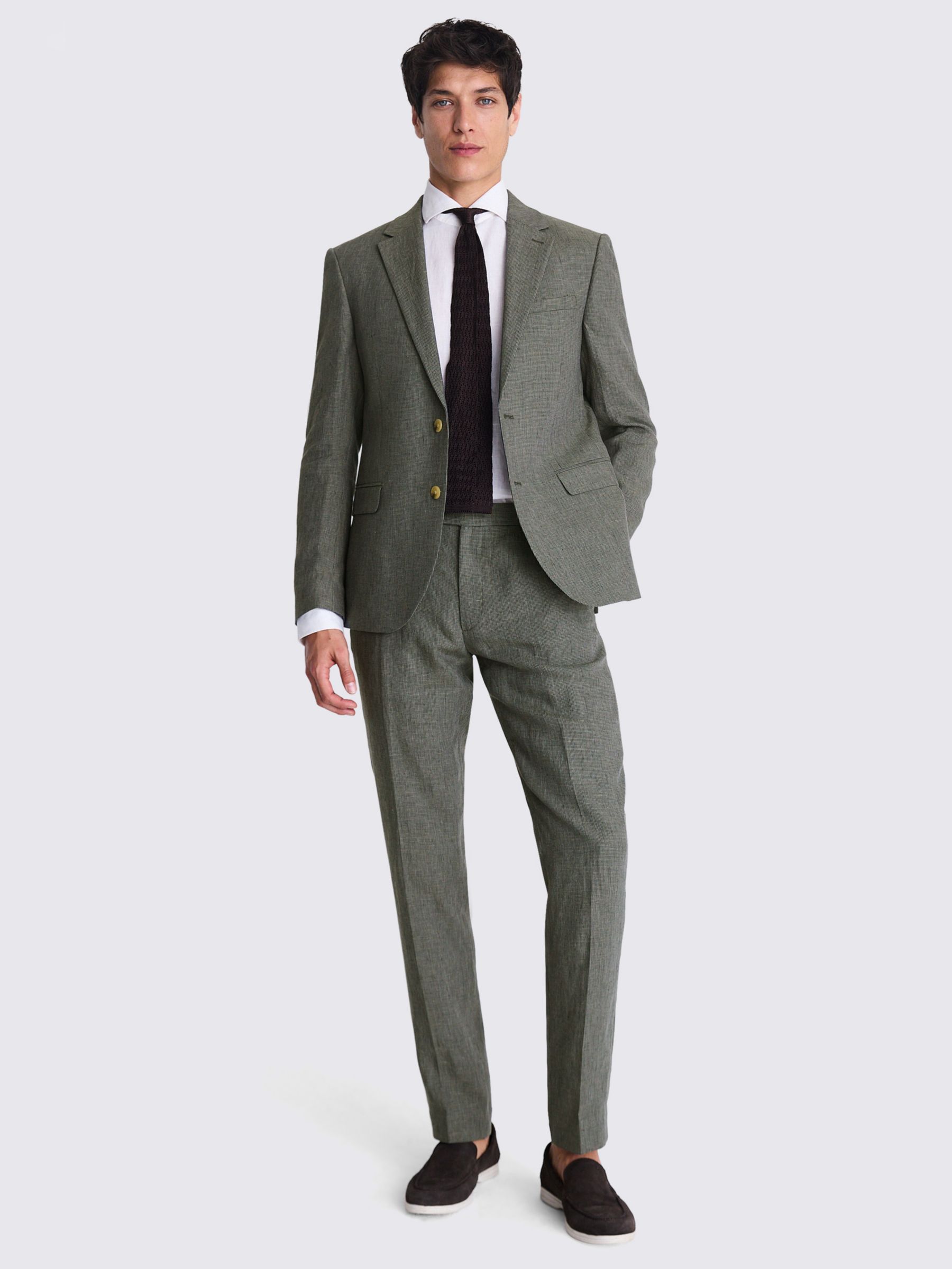 Moss Slim Fit Puppytooth Linen Suit Jacket, Green, 36R