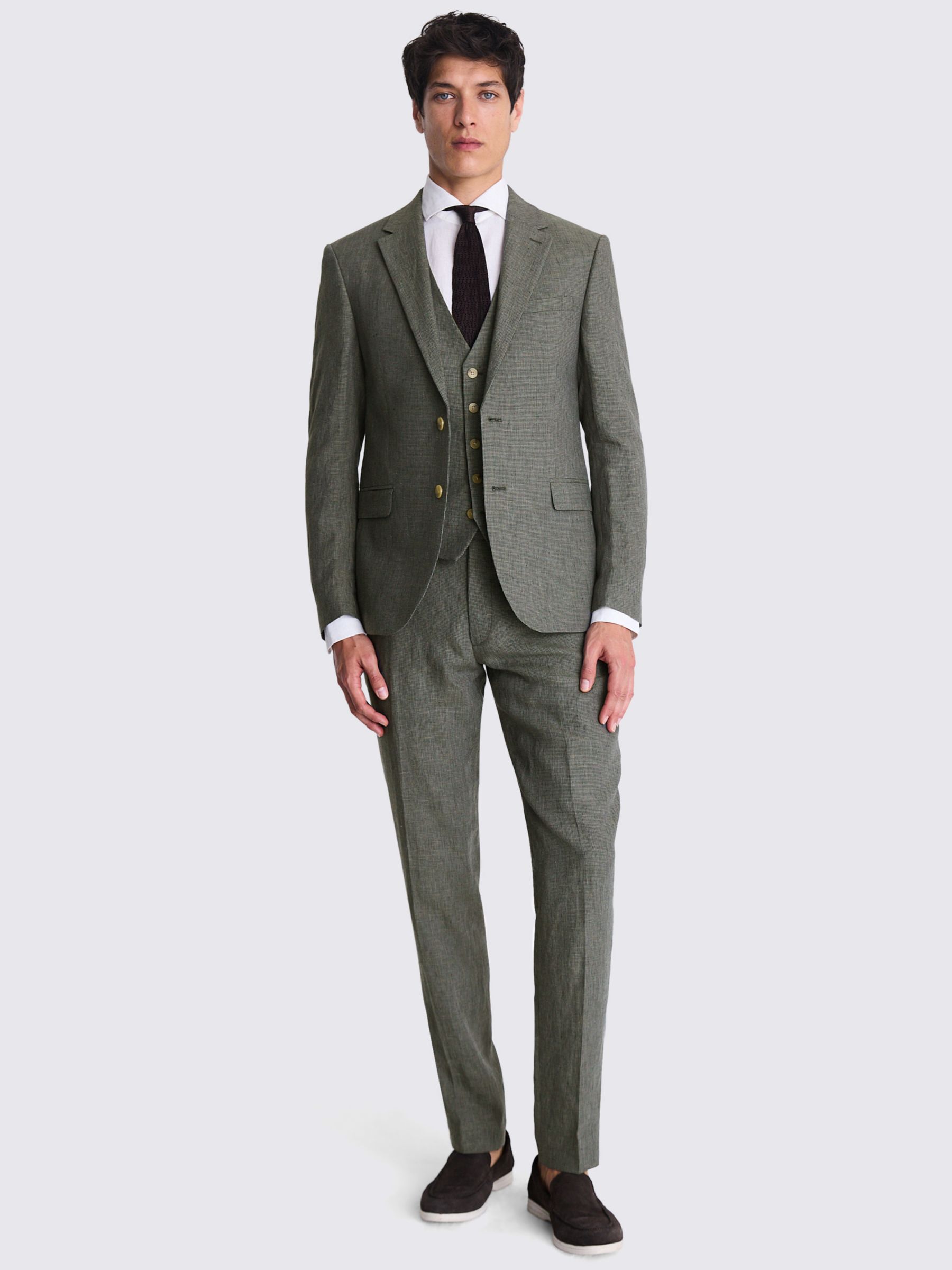 Moss Slim Fit Puppytooth Linen Suit Jacket, Green, 36R