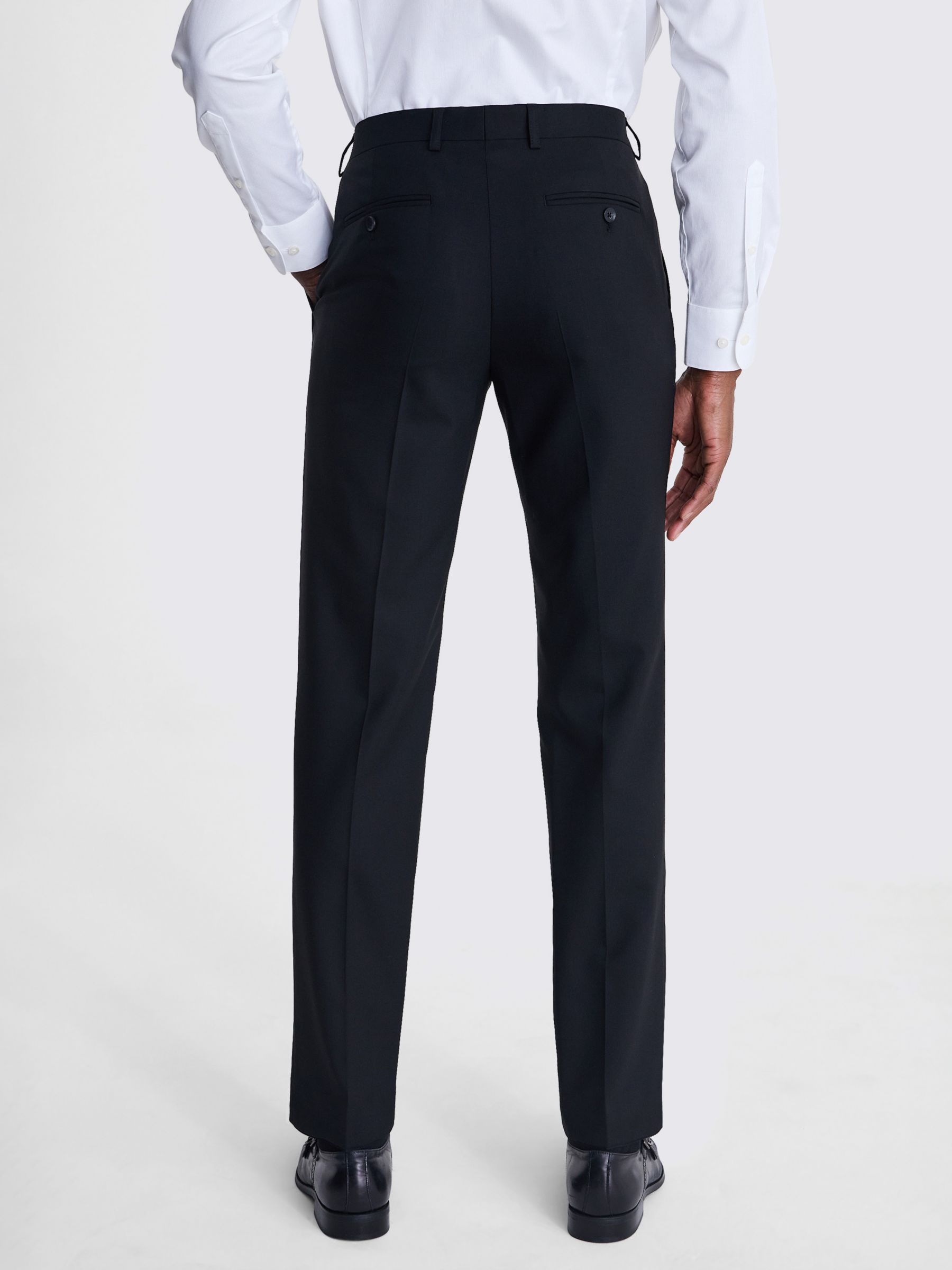 Moss x Barberis Italian Tailored Fit Half Lined Trousers, Black, 30R
