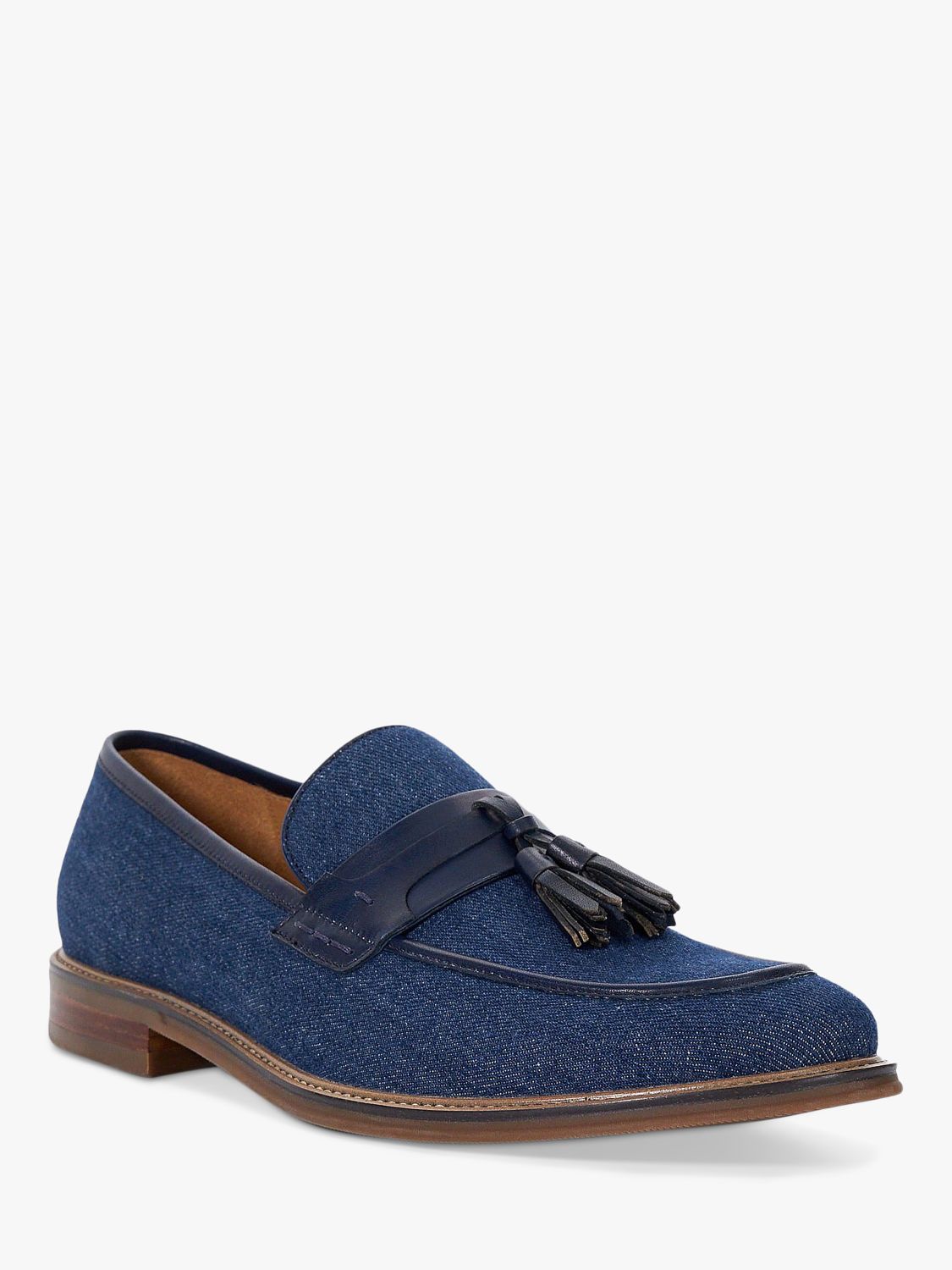 Dune Sought Leather Loafers, Navy, 6
