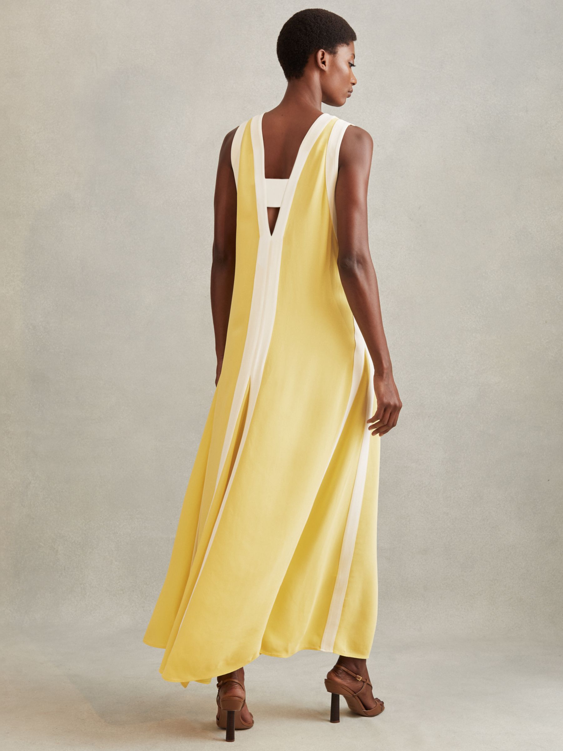 Reiss Rae Colourblock Maxi Dress, Yellow/Cream, 6