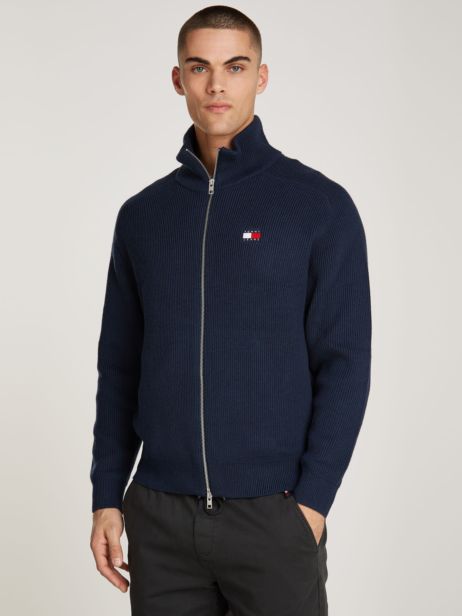 Tommy Hilfiger Relaxed Zip Through Sweater, Dark Night Navy