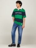 Tommy Hilfiger Cotton Stripe Rugby Shirt, Green Malachite