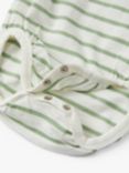 Polarn O. Pyret Baby Organic Cotton Bretton Stripe Bodysuit, White/Green