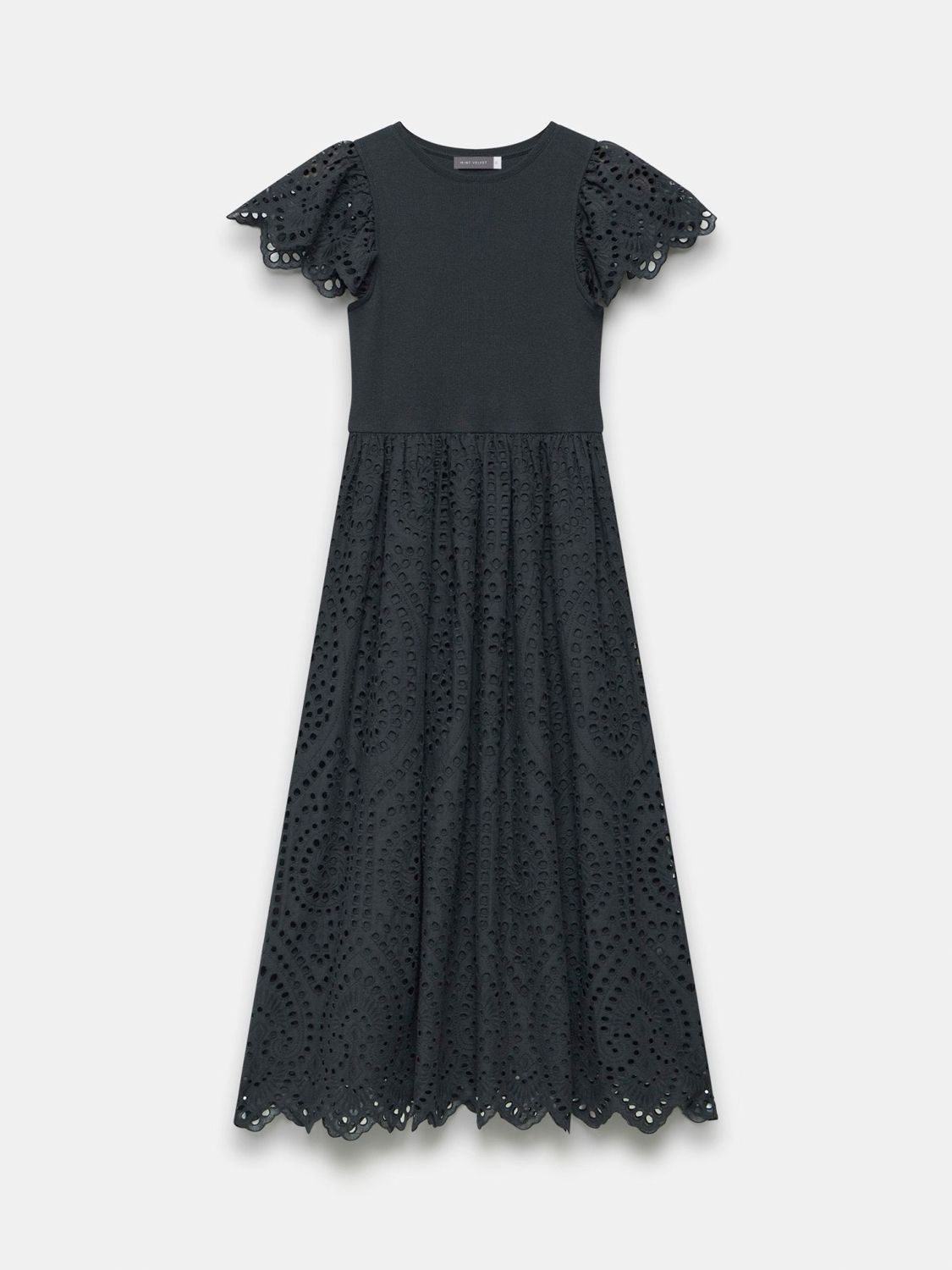 Buy Mint Velvet Broderie Anglaise Midi Dress, Black Online at johnlewis.com