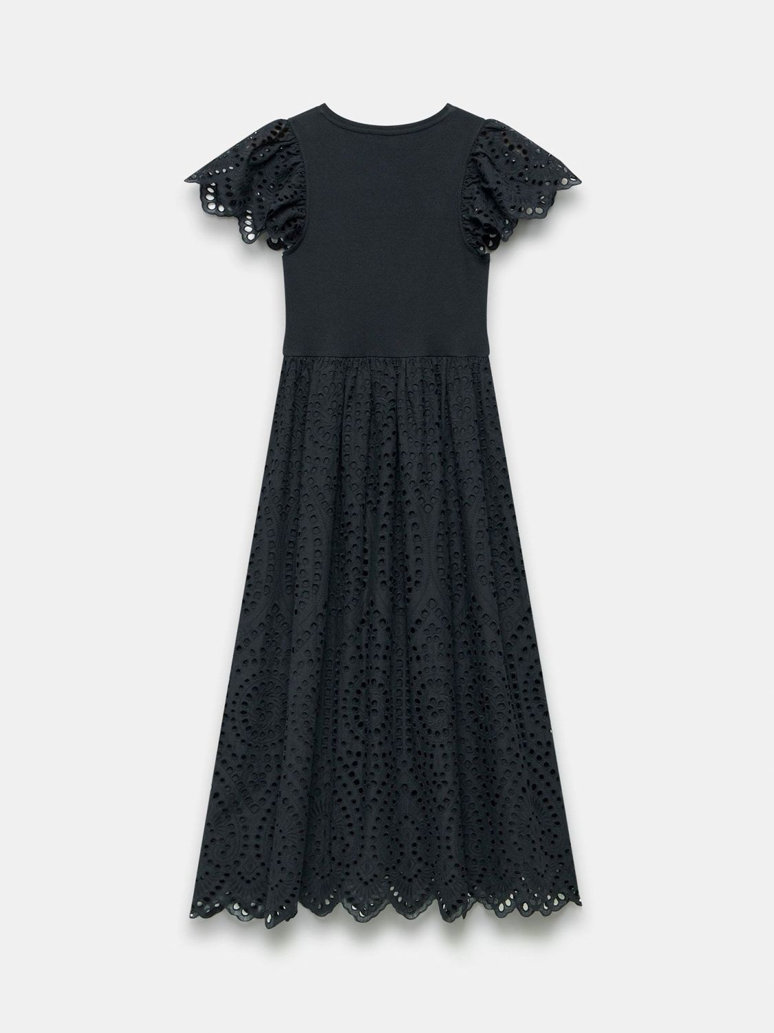 Mint Velvet Broderie Anglaise Midi Dress, Black, XS